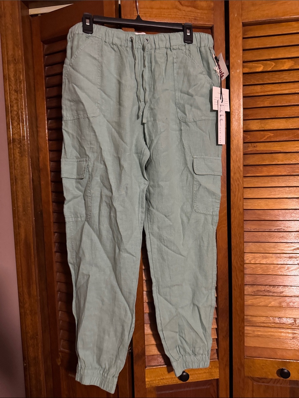 Light Green Women’s Cargo Jogger Pants - Elastic Waist & Drawstring